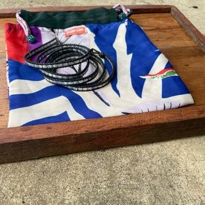 Chan Luu Silver on Black Leather Wrap Blacelet